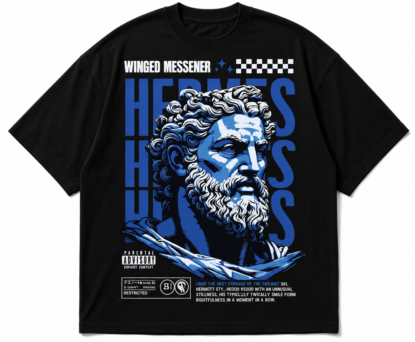 Rainer “Winged Messenger” Hermes Oversized Graphic T-Shirt – Greek God Streetwear Tee