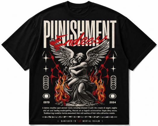 Rainer “Punishment Endless” Angel Graphic Oversized T-Shirt – Dark Fantasy Streetwear Tee