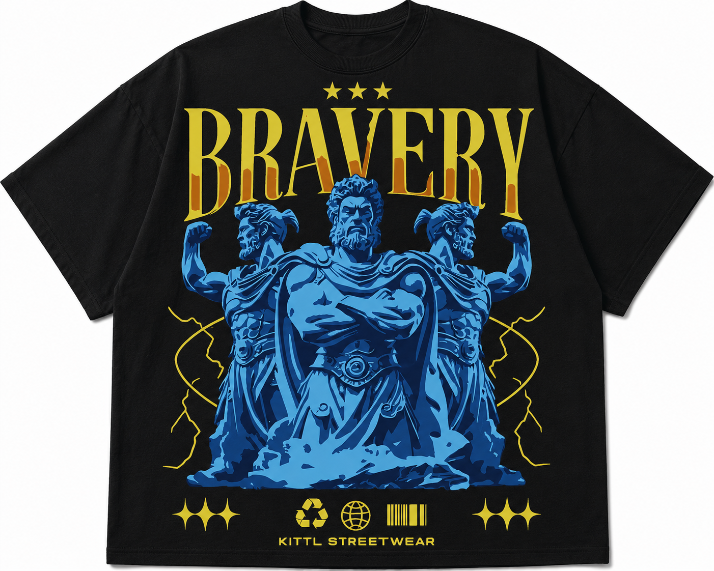 Rainer “Bravery” Greek Warrior Oversized Graphic T-Shirt – Mythology Streetwear Tee