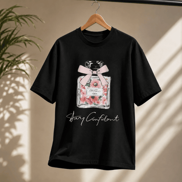 Stay Confident Floral Perfume Graphic T-Shirt