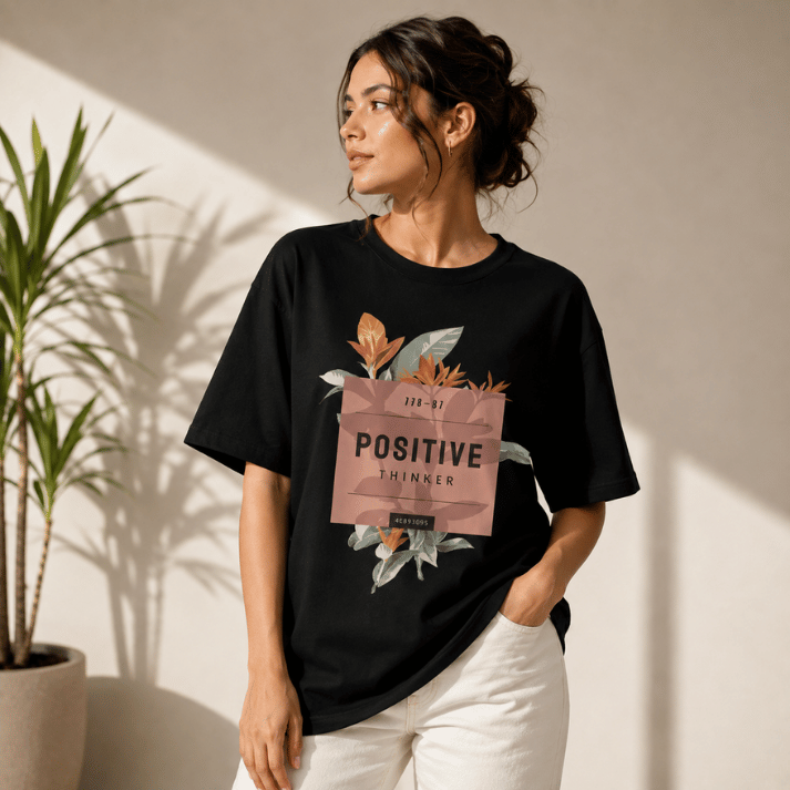 Positive Thinker Botanical Graphic T-Shirt
