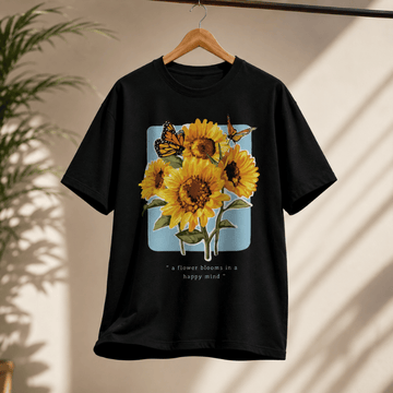 Happy Mind Sunflower Butterfly Graphic T-Shirt