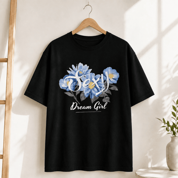 Dream Girl Blue Floral Graphic T-Shirt