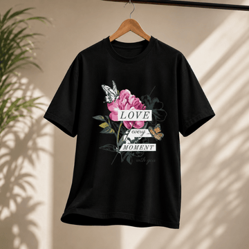 Love Every Moment Floral Butterfly Graphic T-Shirt