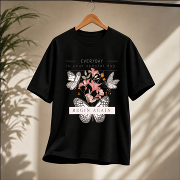 Begin Again Butterfly Floral Graphic T-Shirt