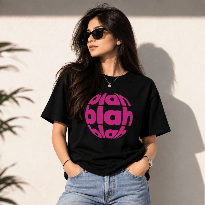 Blah Blah Graphic Oversized T-Shirt