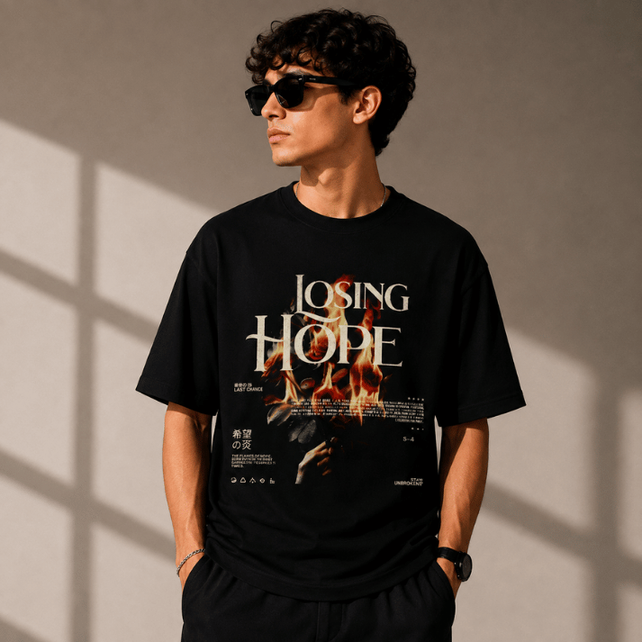 Losing Hope Fire Graphic Cotton T-Shirt