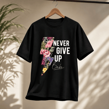 Never Give Up Floral Lightning T-Shirt