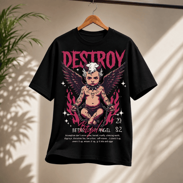 Destroy Fallen Angel Oversized Graphic T-Shirt