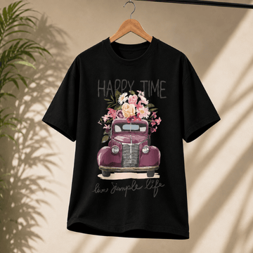 Happy Time Graphic Oversized T-Shirt
