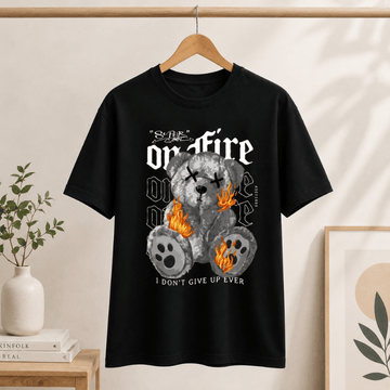 Burning Bear Never Quit Graphic T-Shirt