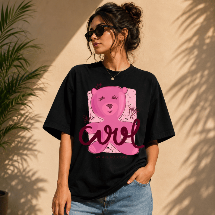 Pink Teddy Cool Graphic T-Shirt