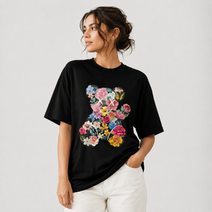 Floral Bear Blossom Graphic T-Shirt
