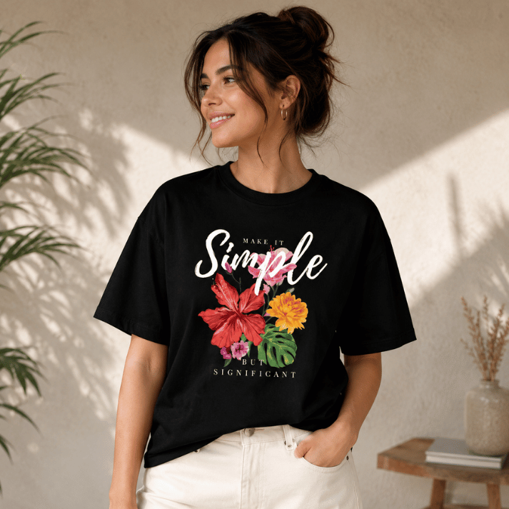 Simple Bloom Floral Graphic T-Shirt