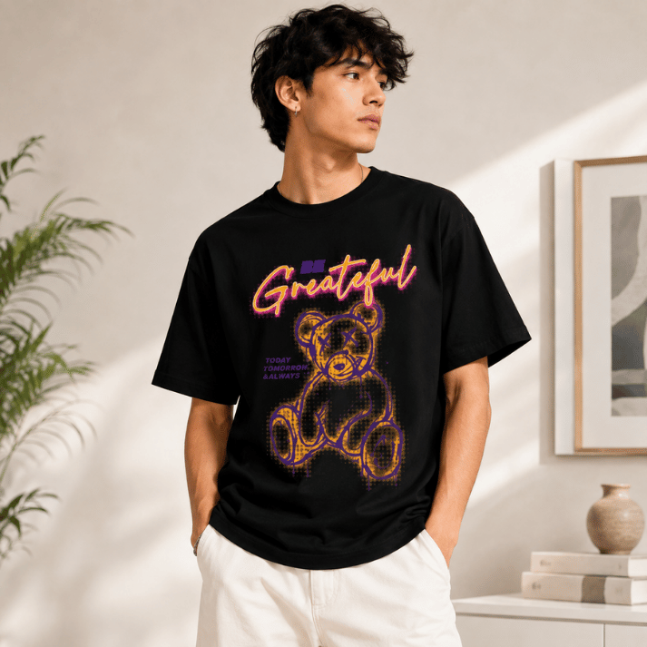 Be Grateful Teddy Bear Graphic T-Shirt